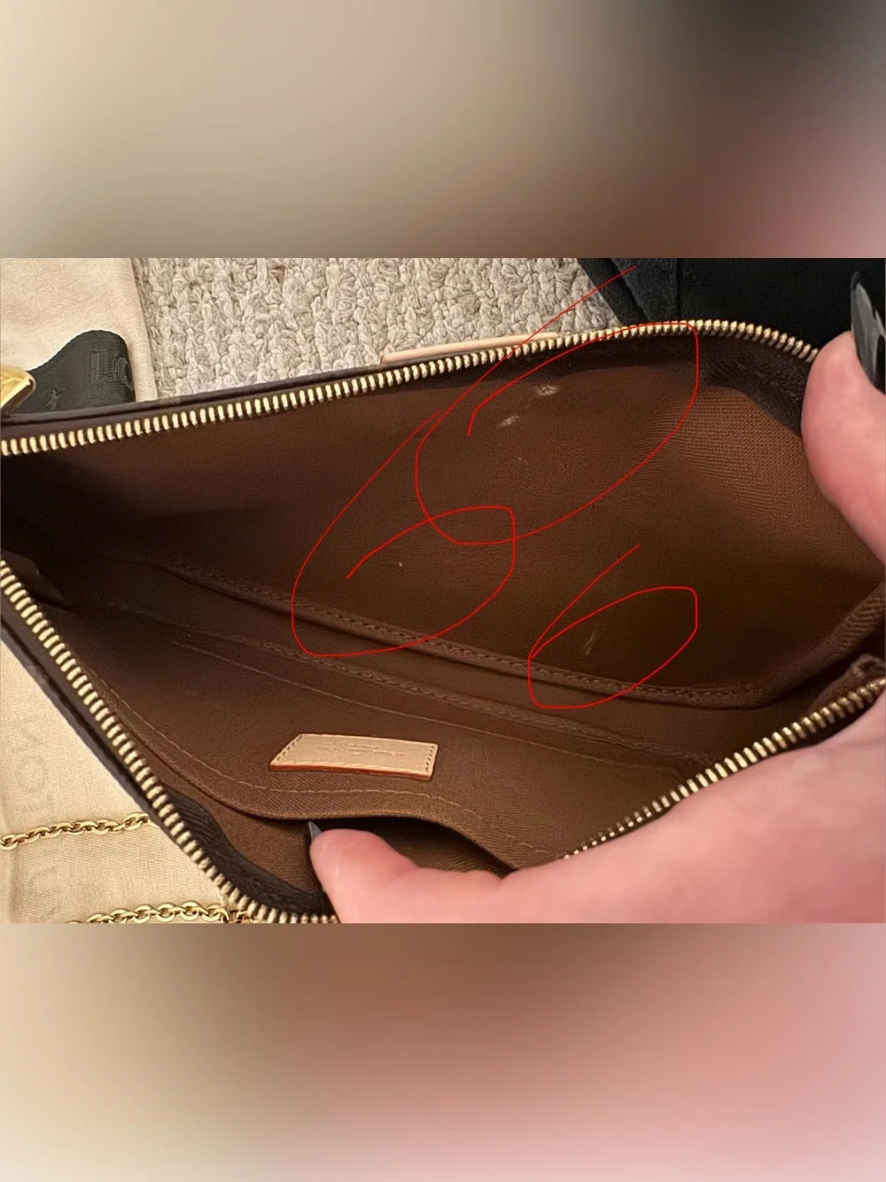 Louis Vuitton Monogram Mini Pochette Trio with Gold Chain